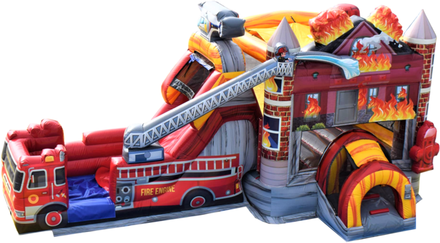 fire truck bounce house with slide