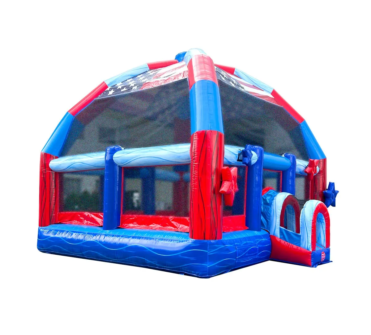 Big Bubba 22' x 22' Red, White Blue Marble Giant Bounce House with Blower - Image 2