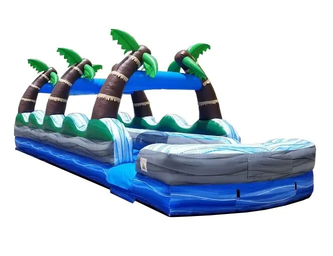 35' Tropical Marble Dual Lane Inflatable Splash and Ride Waterslide with Blower