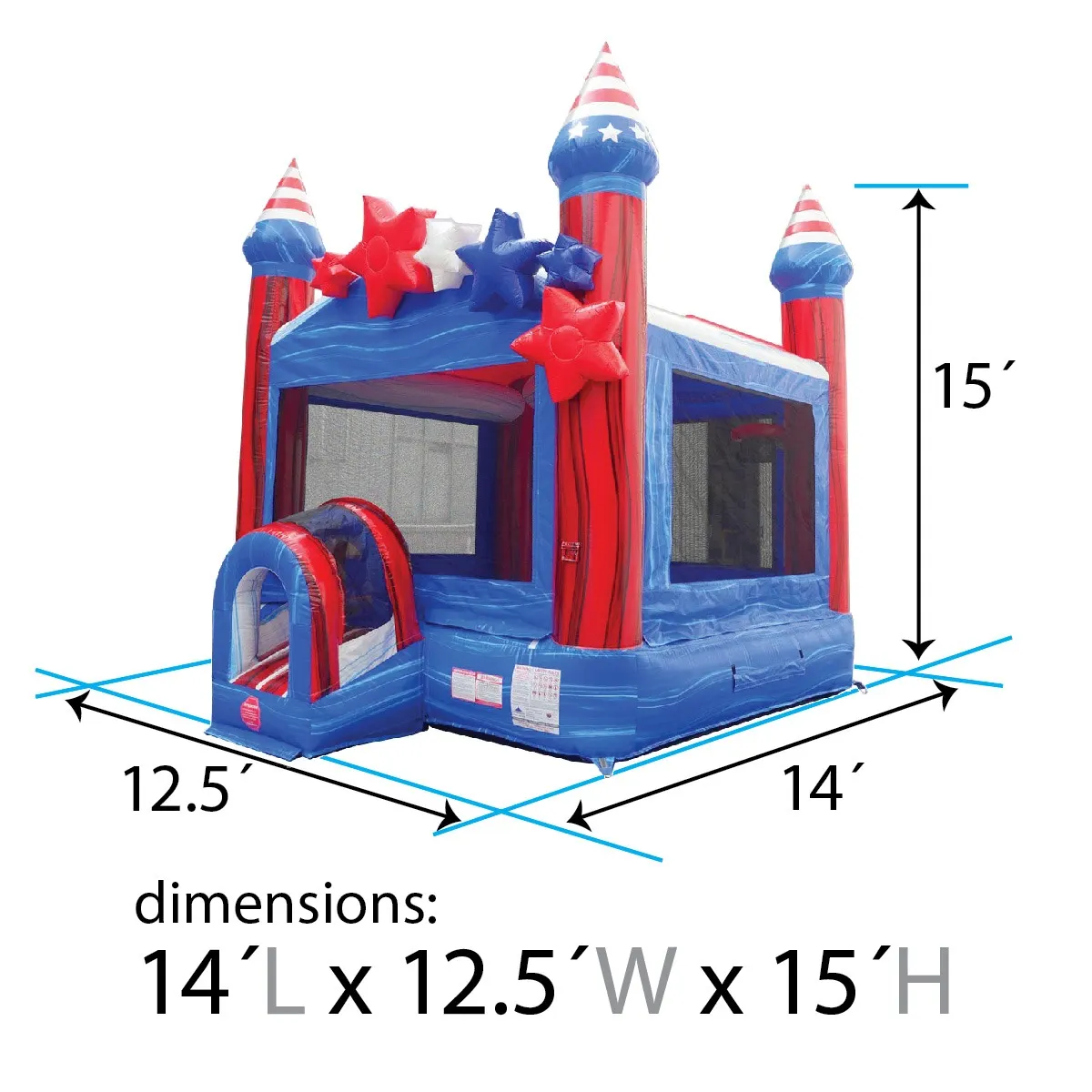 Commercial Inflatable Bounce House with Blower, Stars and Stripes - Image 5