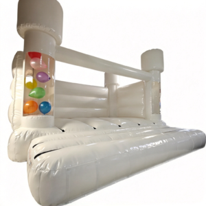 White Balloon Bounce House Combo for Backyard Parties