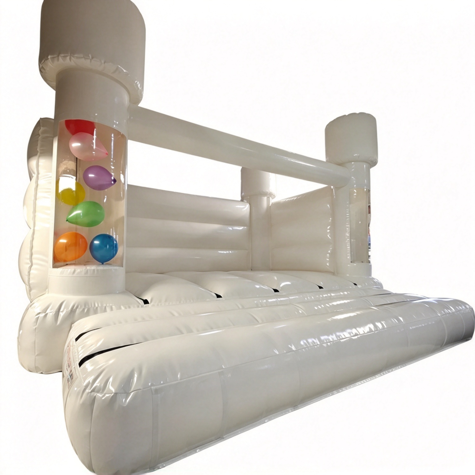 White Balloon Bounce House Combo for Backyard Parties