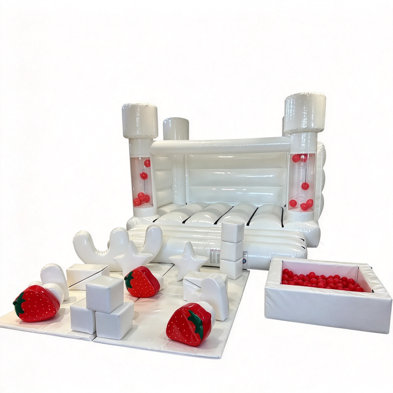 White Balloon Bounce House Combo for Backyard Parties - Image 4