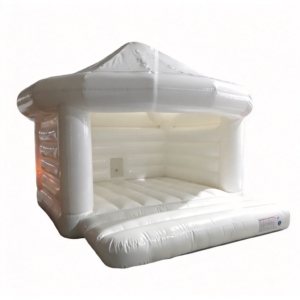 Pastel White Wedding Carousel Bounce House for Birthday Celebrations