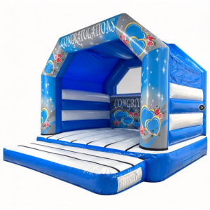 Silver White Blue A-Frame Adult Bouncer for Daycare Centers