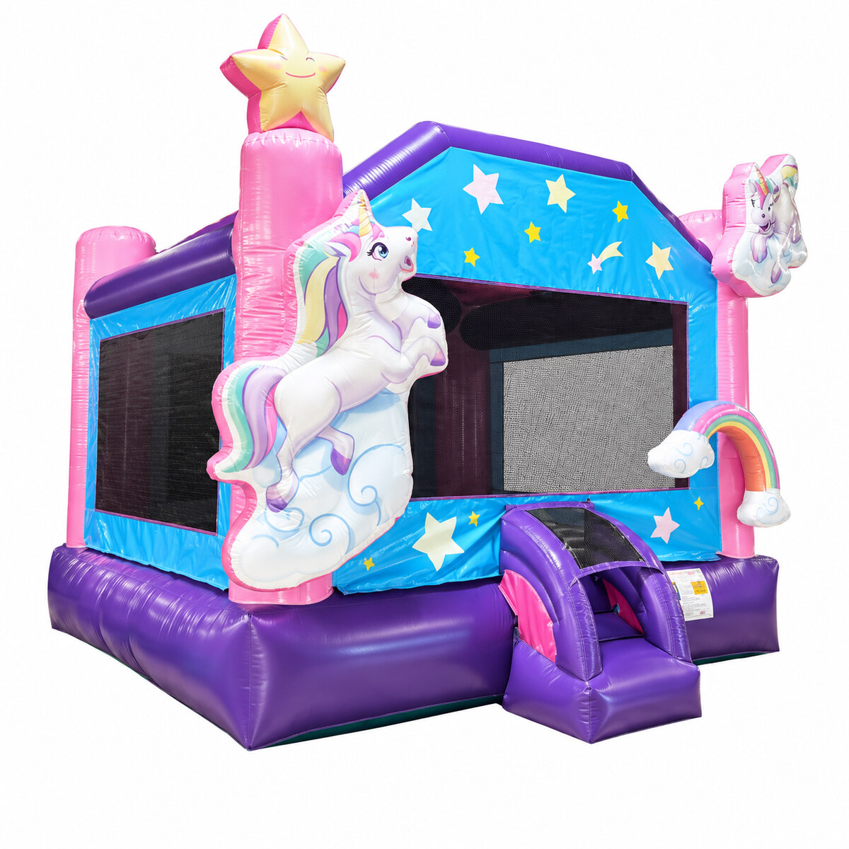 Rainbow Unicorn Star Inflatable Bounce House - Image 3