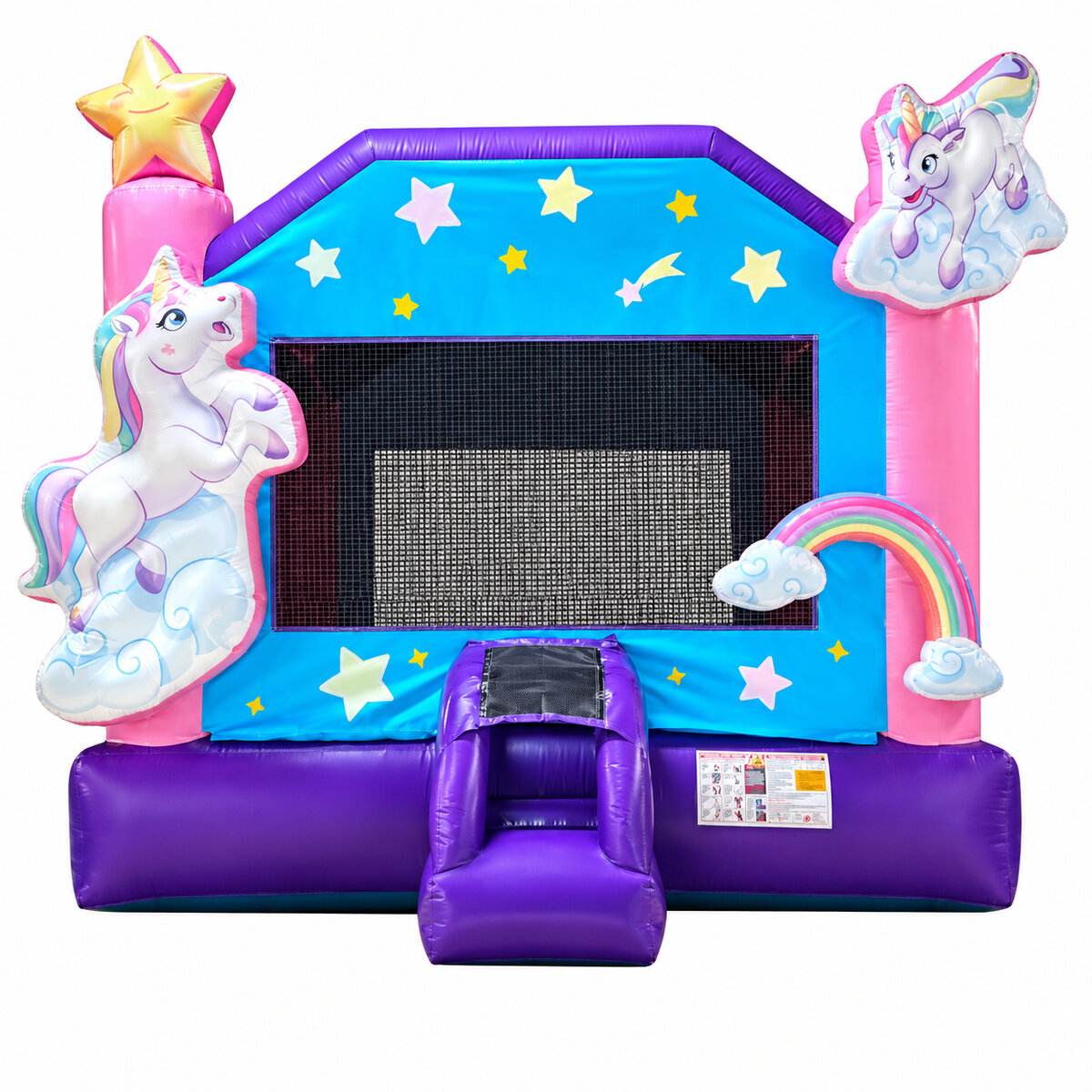 Rainbow Unicorn Star Inflatable Bounce House - Image 2