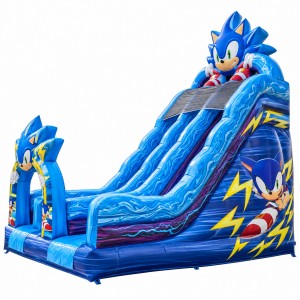 Blue Speed Hedgehog Theme Double Lane Inflatable Slide for Event Rentals - Image 2