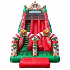Christmas Gingerbread Theme Double Lane Inflatable Slide for Outdoor Celebrations - Image 2