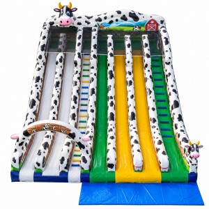 Cow Farm Theme Triple Lane Inflatable Slide for Community Events - Image 2