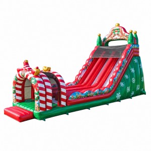 Christmas Gingerbread Theme Double Lane Inflatable Slide for Outdoor Celebrations - Image 3