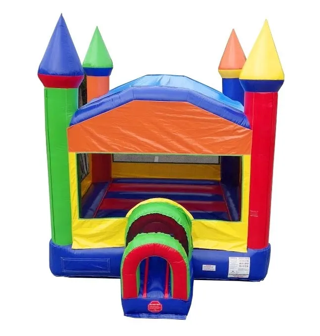 Rainbow Castle Inflatable Bounce House with Blower - Image 2