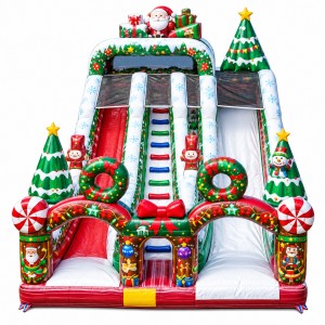 Christmas Theme Triple Lane Inflatable Slide for Holiday Activities - Image 3