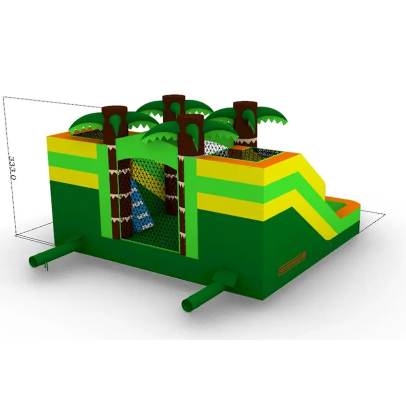 double slide tropical bounce house combo wet or dry 1