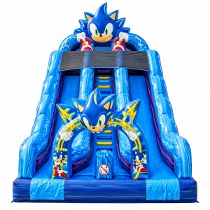 Blue Speed Hedgehog Theme Double Lane Inflatable Slide for Event Rentals - Image 4