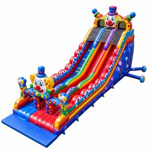 Clown Theme Double Lane Inflatable Slide for Carnival Setups - Image 2