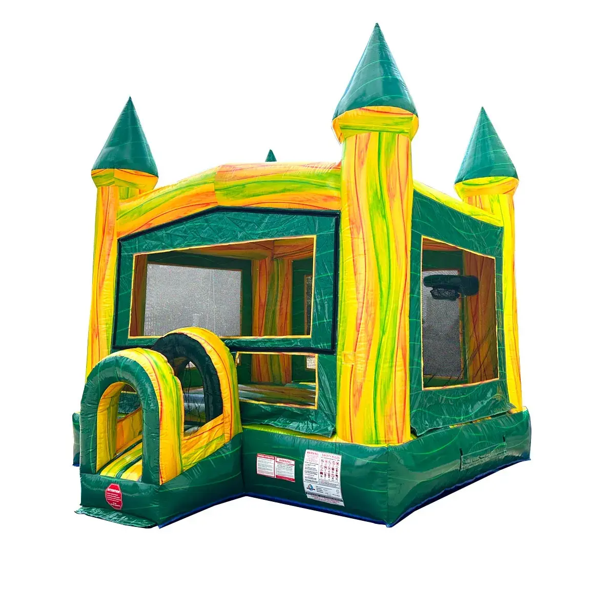 green marble modular bounce house with blower 1