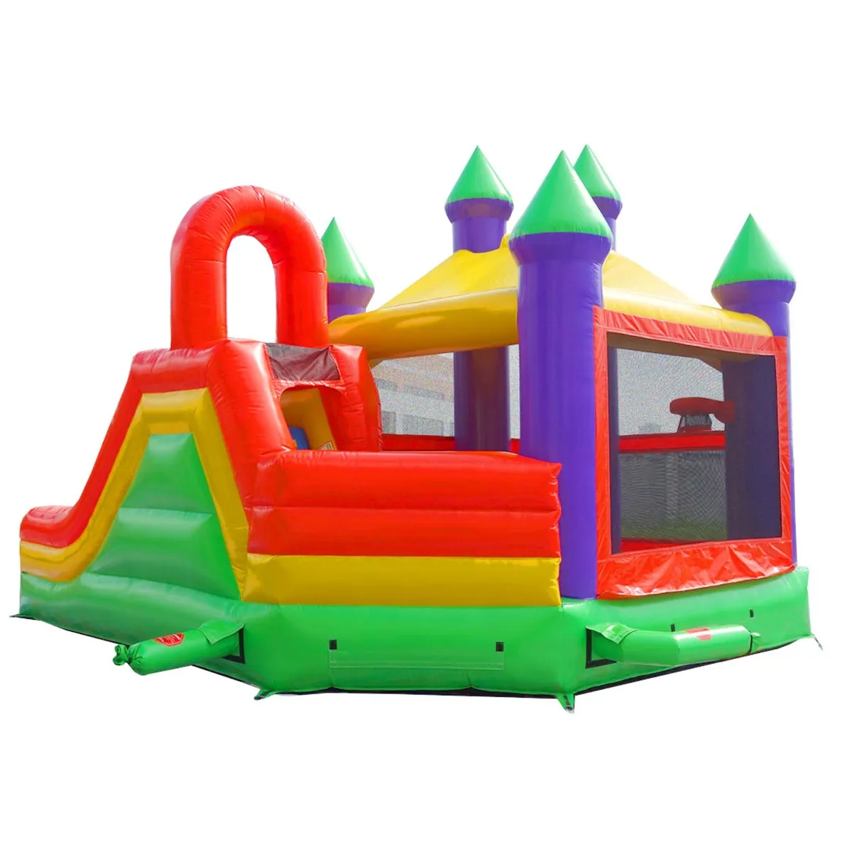 inflatable bounce house with slide castle dlx 2b 1