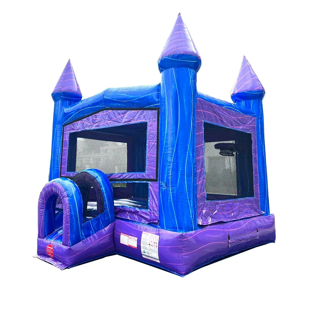 purple marble modular bounce house with blower 1