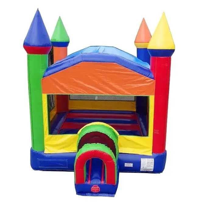 rainbow castle inflatable bounce house with blower 1