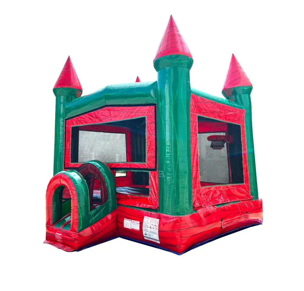 red marble modular bounce house with blower 1