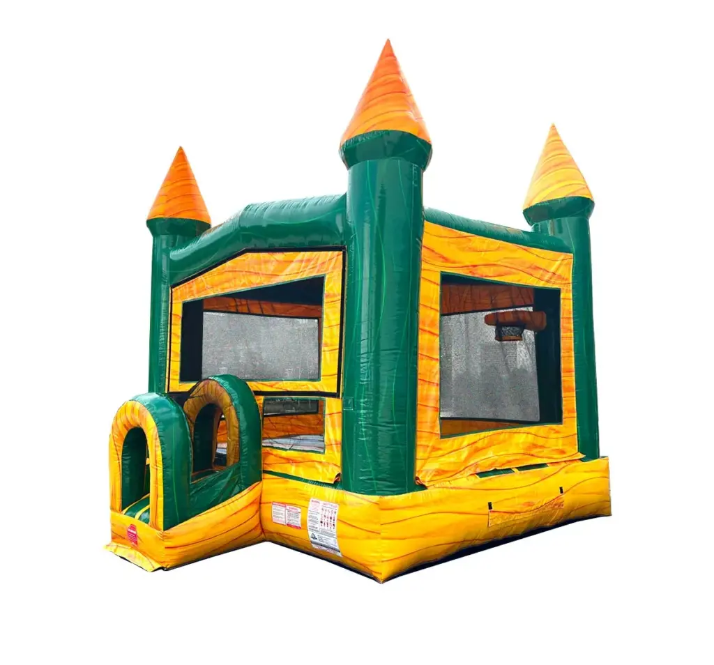 yellow marble modular bounce house with blower 1