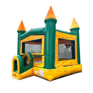 yellow marble modular bounce house with blower 1