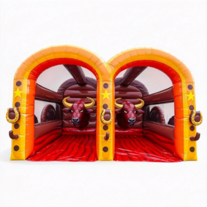 Rope the Bull Dual Lane Inflatable Lasso Toss Game – Commercial Interactive Game