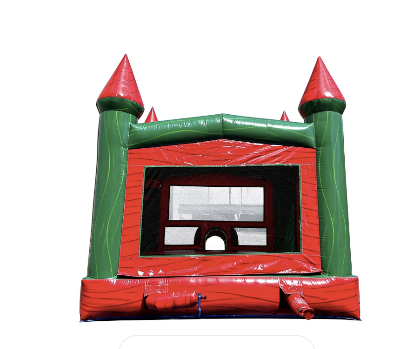 Red Green Marble Inflatable Bounce Castle - Image 2
