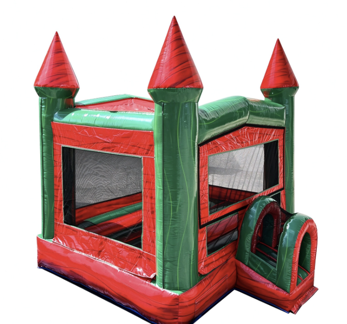 Red Green Marble Inflatable Bounce Castle - Image 3